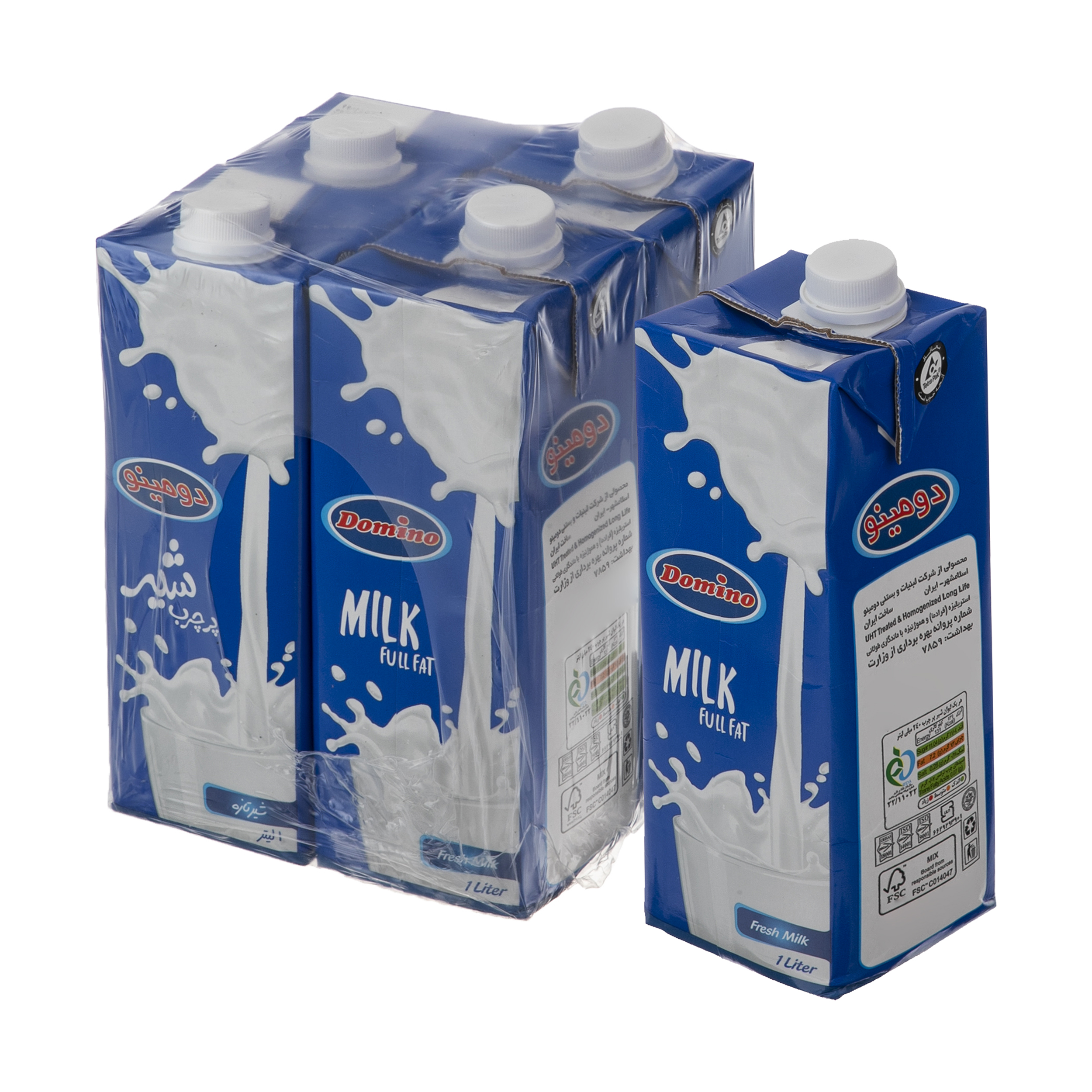 شیر پرچرب دومینو - 1 لیتر بسته 4 عددی