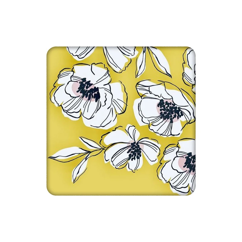 زیرلیوانی طرح پترن گل های زرد خطی کد 7873781