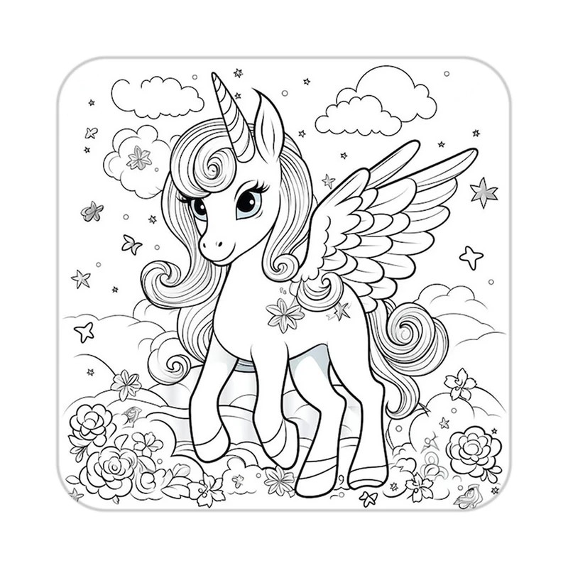 زیر لیوانی کاکتی طرح اسب تک شاخ و یونیکورن مدل mp30361