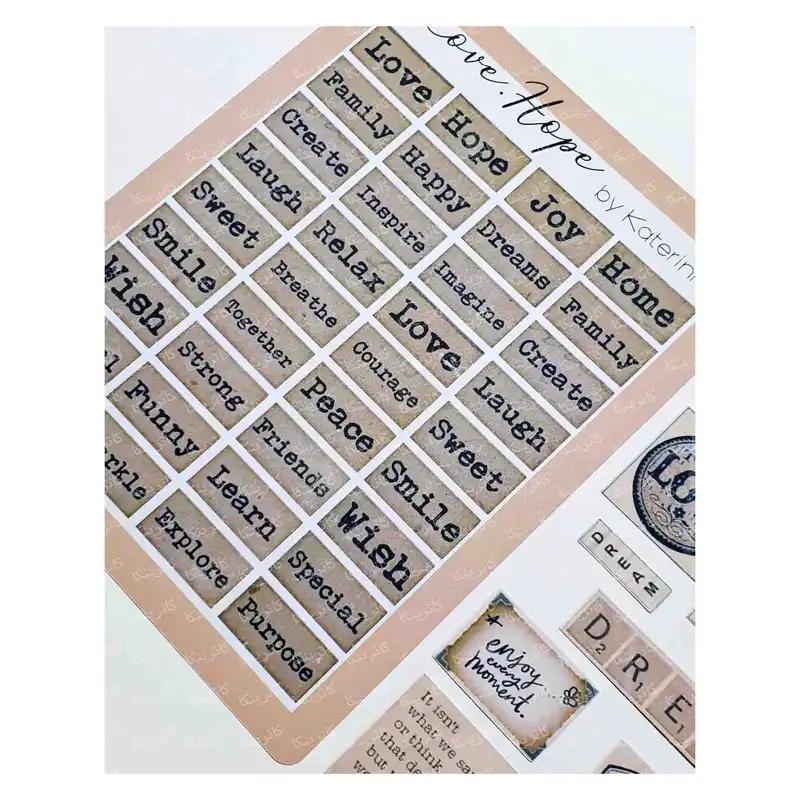 برچسب کاترینکا طرح برش خورده بولت ژورنال و اسکرپ بوک مدل LOVE.HOPE بسته 53 عدد