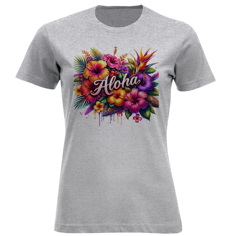 تی شرت آستین کوتاه زنانه مدل گلهای رنگی کد W410