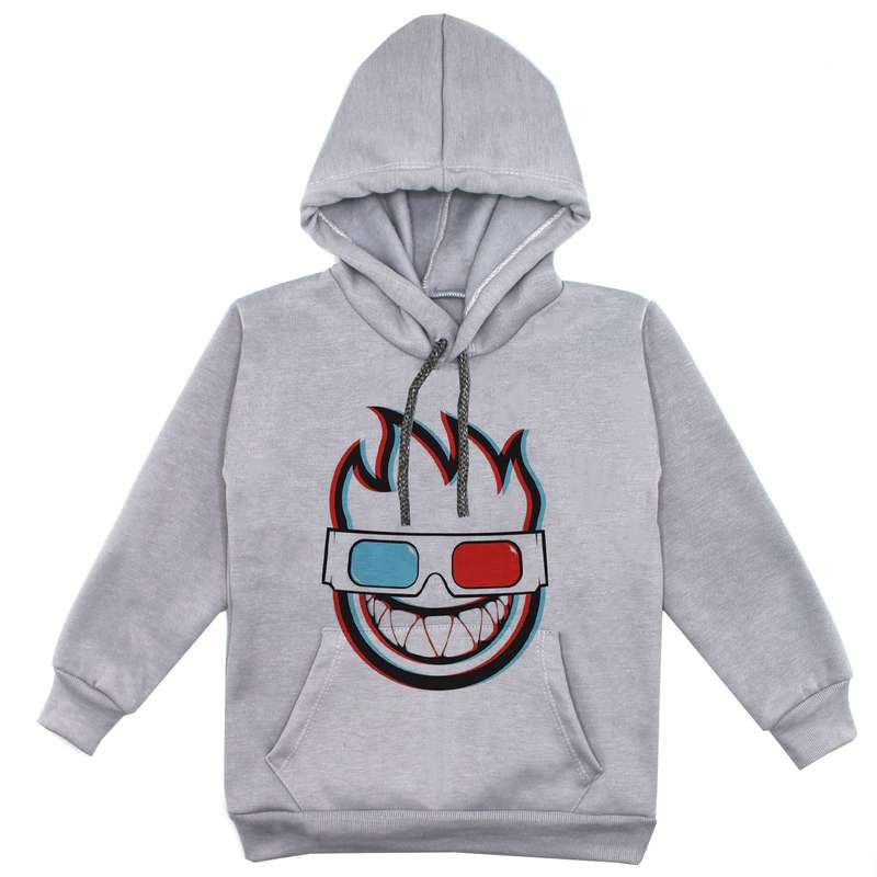 هودی پسرانه مدل ادمک F65 رنگ طوسی