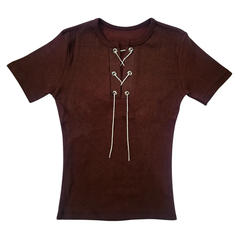 تیشرت آستین کوتاه راحتی زنانه مدل نخی کبریتی کد ۰۳