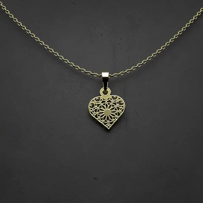 گردنبند طلا 18 عیار زنانه مدوپد مدل  قلب و دو پرنده کد ZZ1139