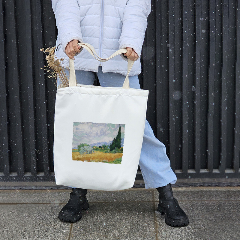 ساک خرید پارچه ای خندالو طرح مزرعه ذرت و سروها ونگوک مدل توت بگ کد 372