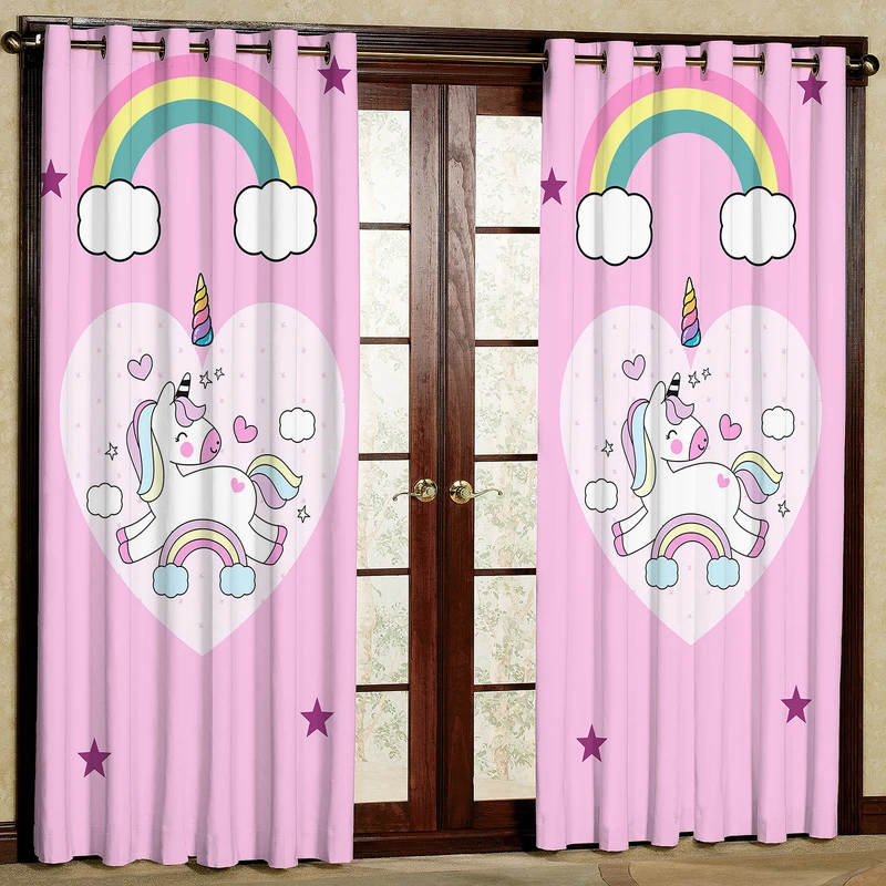 پرده مدل اسب تک شاخ مخمل پانچی کد 4492 سایز 200x140 سانتی متر