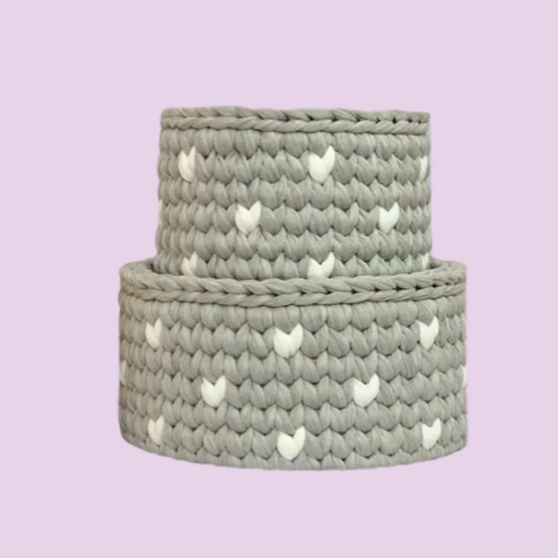 سبد قلاب بافی تریکو مدل سیسمونی نوزاد کد Baby01 مجموعه 2 عددی