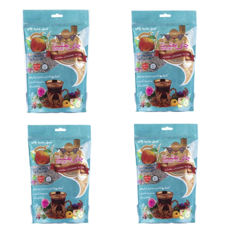 دمنوش میوه ای با طعم هل و گل چای بهشت- 200 گرم مجموعه 4 عددی