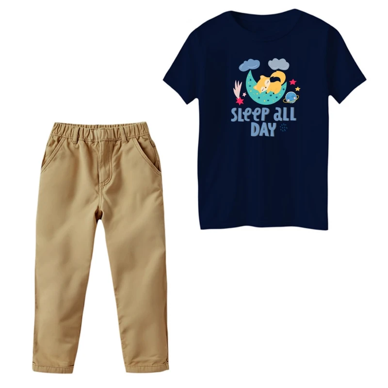 ست تی‌شرت و شلوار پسرانه مدل روباه خوابیده