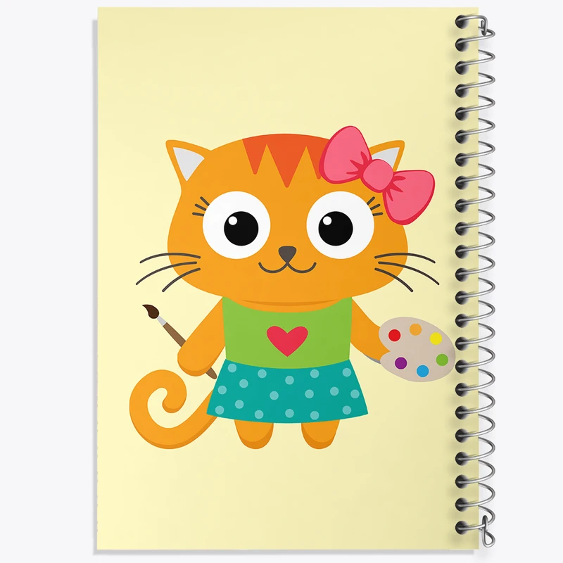 دفتر ژورنال نویسی 50 برگ خندالو مدل نقطه ای طرح گربه نقاش کد N1052