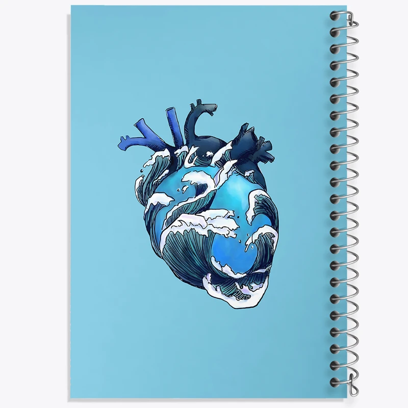 دفتر شطرنجی 50 برگ خندالو طرح قلب موج عظیم کاناگاوا کد N4725