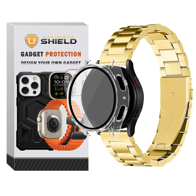 بند آلتیمیت شیلد مدل PC 3Bead Clear مناسب برای ساعت هوشمند سامسونگ Galaxy Watch 5 40mm به همراه کاور