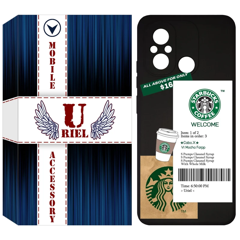 کاور مدل KSH کد 4 طرح استارباکس مناسب برای گوشی موبایل شیائومی Redmi 12C