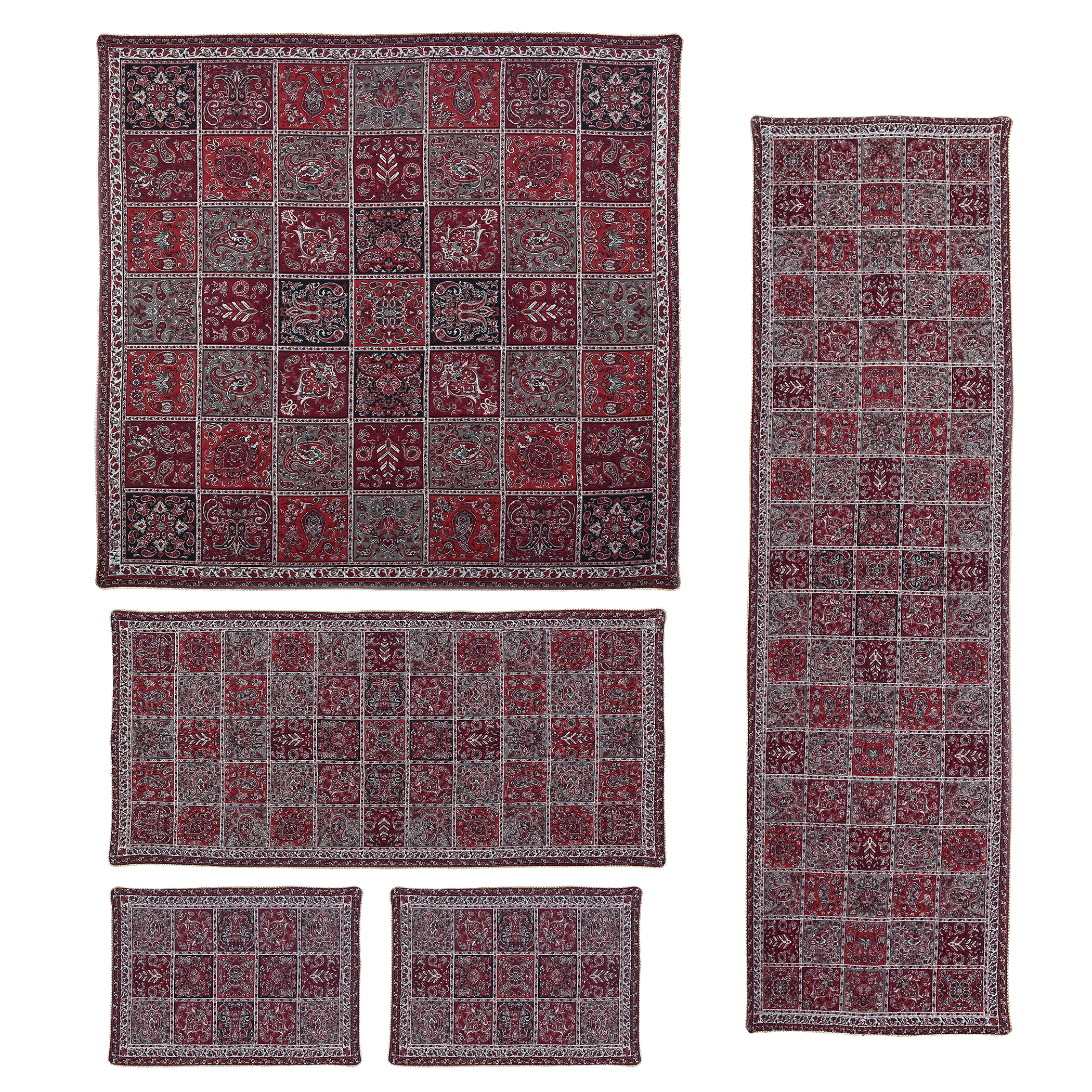 ست 5 تکه  رومیزی ترمه طرح خشتی کد KHP102