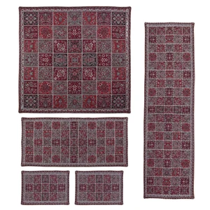 ست 5 تکه  رومیزی ترمه طرح خشتی کد KHP102