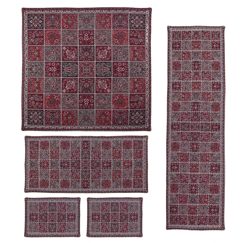 ست 5 تکه  رومیزی ترمه طرح خشتی کد KHP102