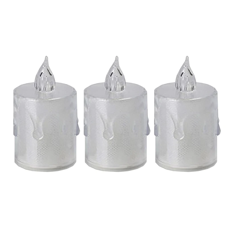 شمع ال ای دی مدل شفاف کریستالی کد 2 مجموعه 3 عددی