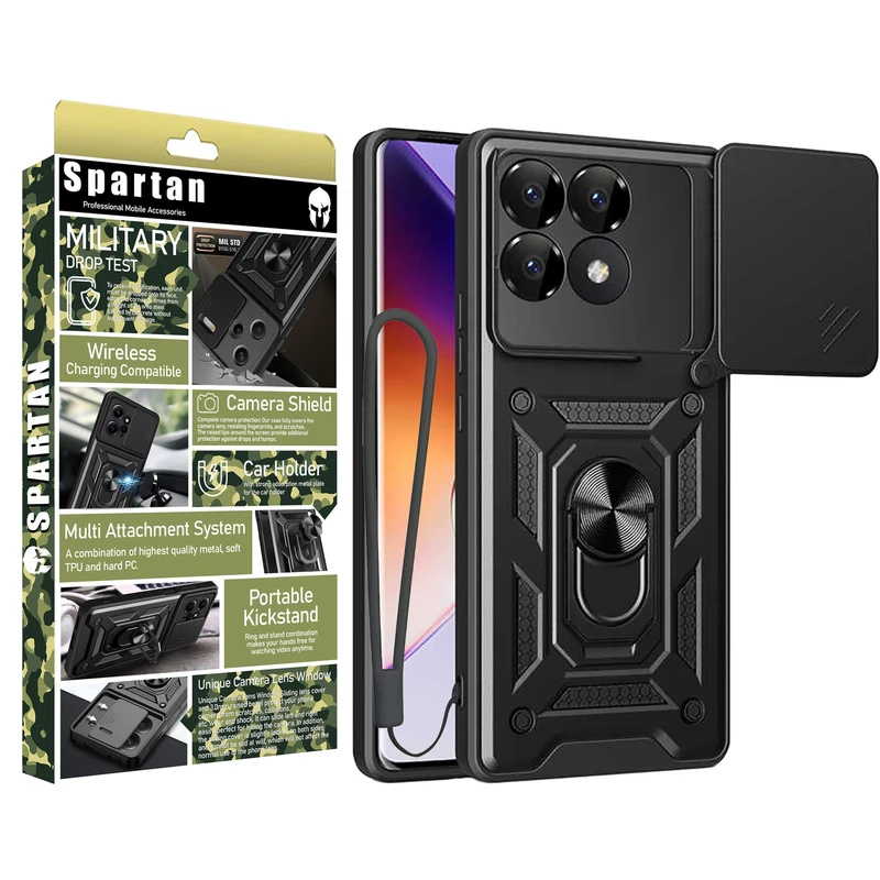 کاور اسپارتان مدل Defender Armor Strap مناسب برای گوشی موبایل شیائومی Poco F6 Pro 5G / Redmi K70 Pro همراه با بند