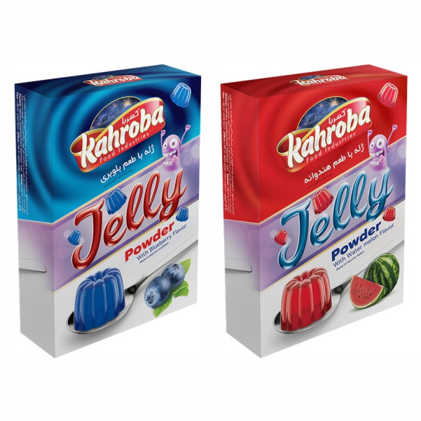 پودر ژله بلوبری و هندوانه کهربا - 100 گرم مجموعه 2 عددی