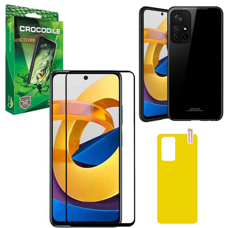  کاور کروکودیل مدل PG-CO-BND مناسب برای گوشی موبایل شیائومی Poco M4 Pro 5G به همراه محافظ صفحه نمایش و محافظ پشت گوشی