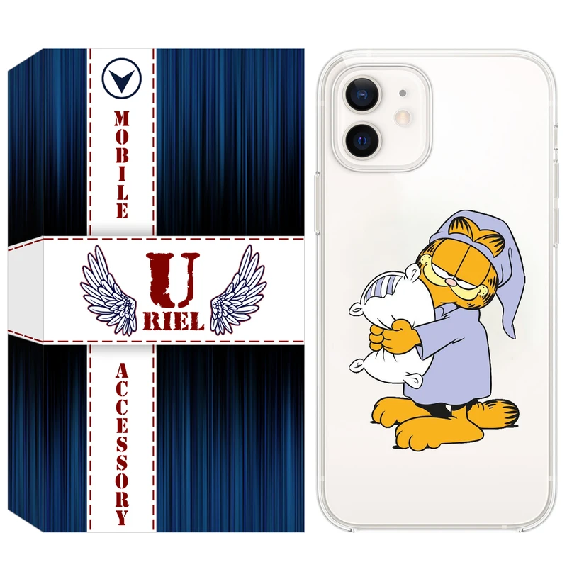 کاور یوریل قاب مدل Clear کد 73 طرح گارفیلد خوابالو مناسب برای گوشی موبایل اپل iPhone 12