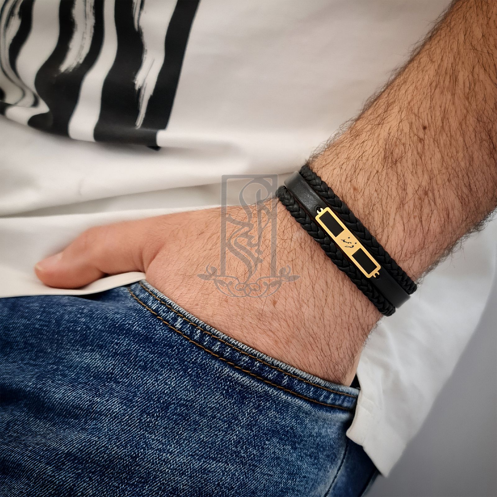 دستبند طلا 18 عیار مردانه لیردا مدل اسم فرهمند 1235 -  - 3