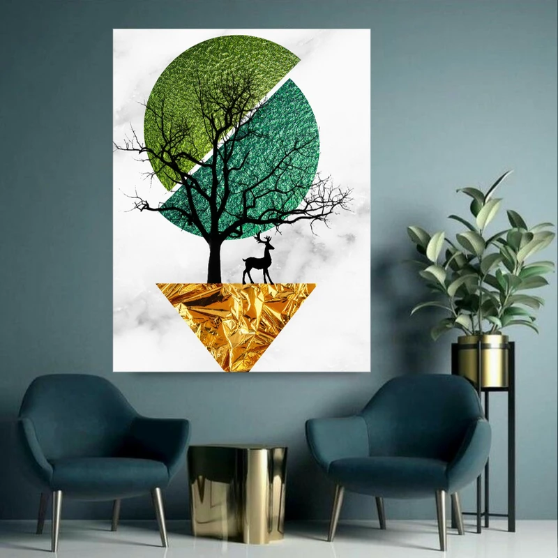 پوستر مدل بک لایت طرح مینیمال گوزن و درخت کد BK1860