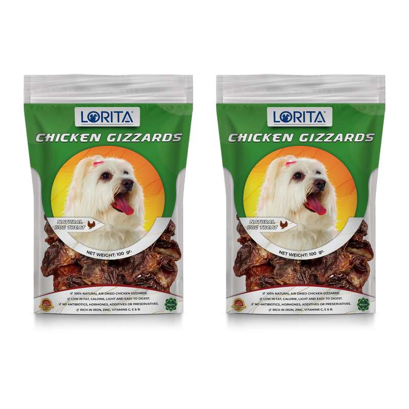  تشویقی سگ لوریتا مدل DRIED CHICKEN GIZZARDS وزن 100 گرم مجموعه 2 عددی