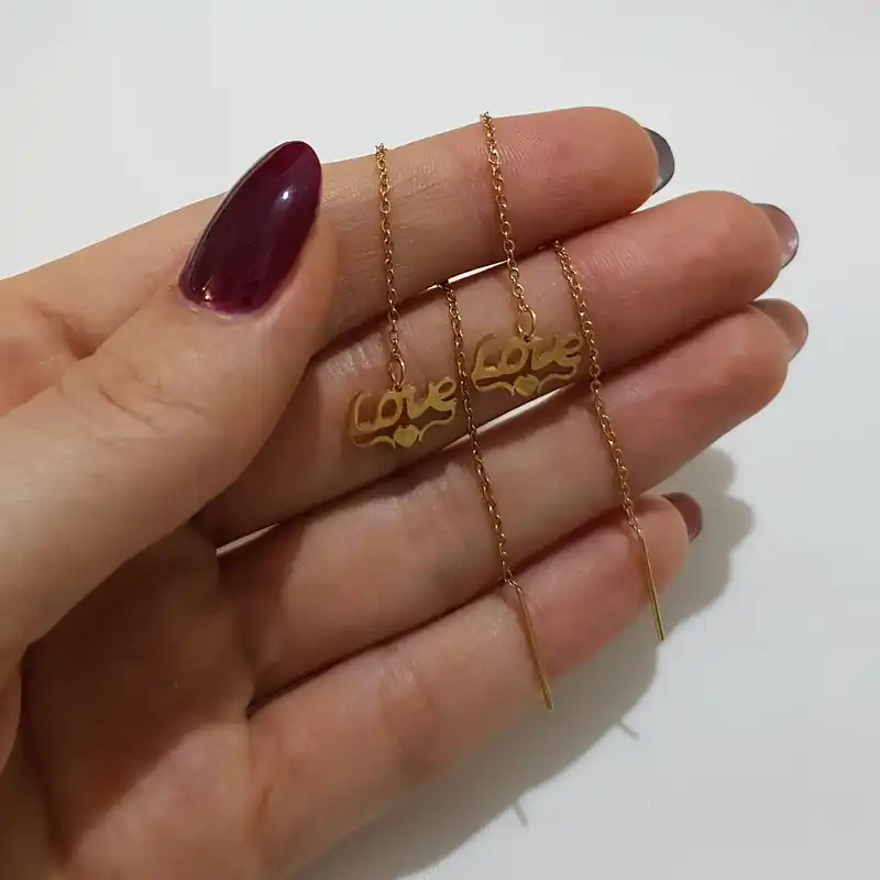 گوشواره زنانه مدل بخیه ای لاو 3405