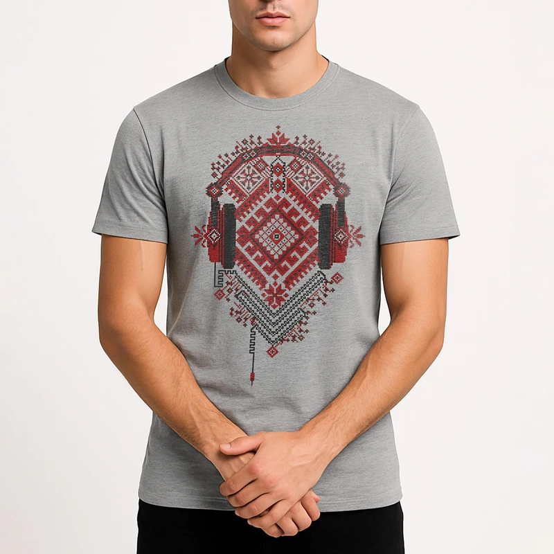 تی شرت آستین کوتاه مردانه مدل هدفون کد V234