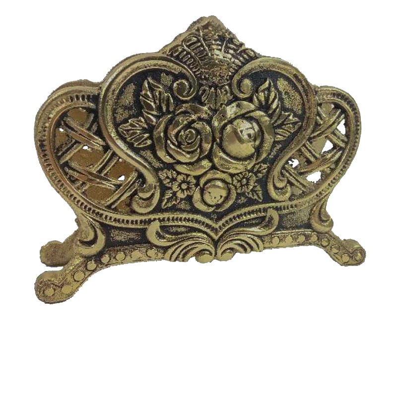 جای دستمال کاغذی برنجی مدل گل رز کد S-4145