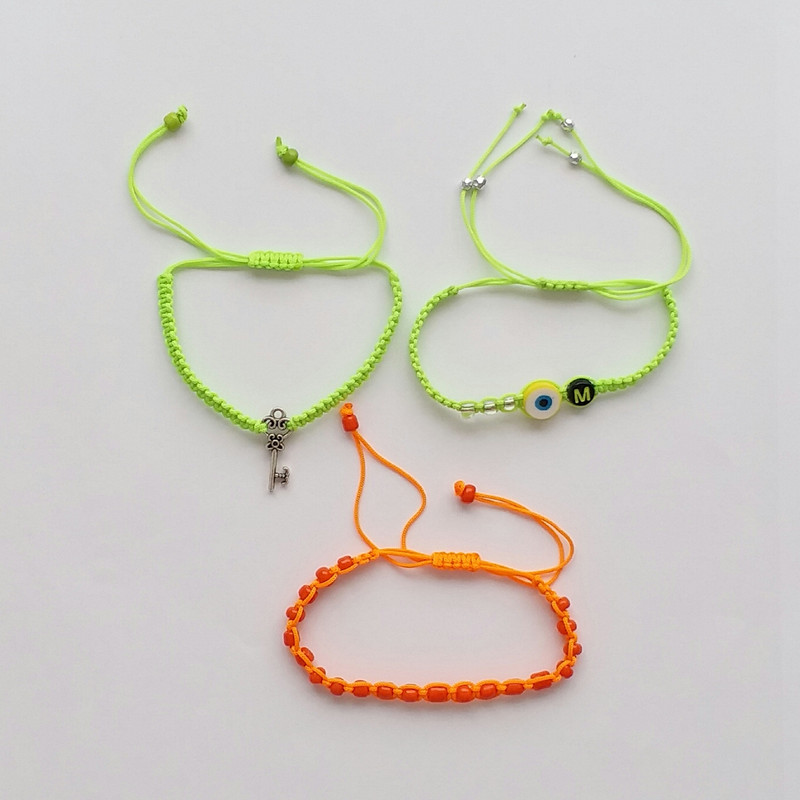 دستبند دخترانه مدل M چشم نظر NA102 بسته 3 عددی