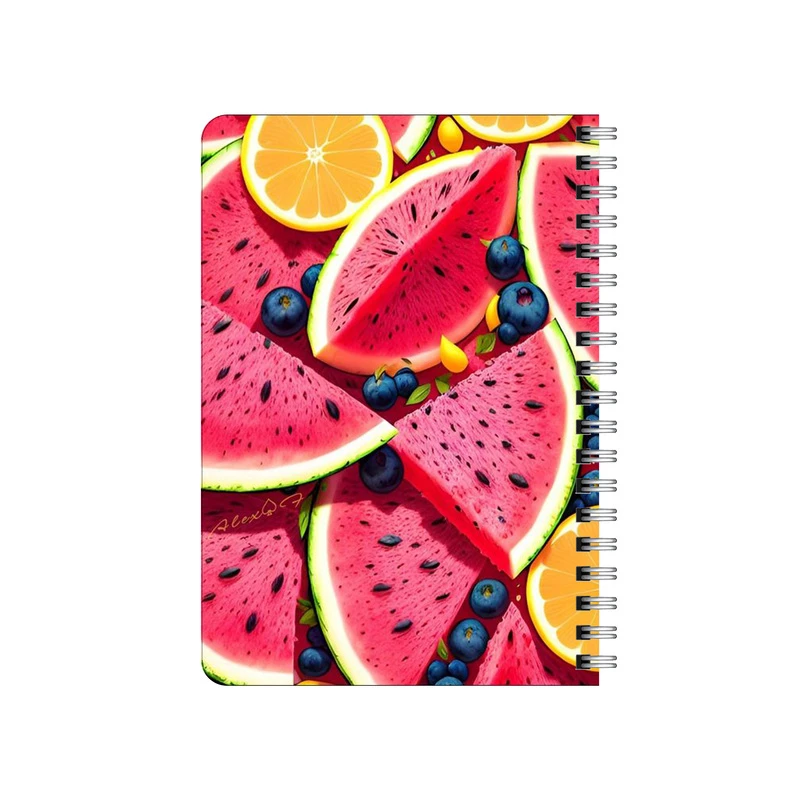 دفترچه یادداشت بامبیلیپ مدل چوبی طرح پترن پرتقال و هندوانه کد 3981423