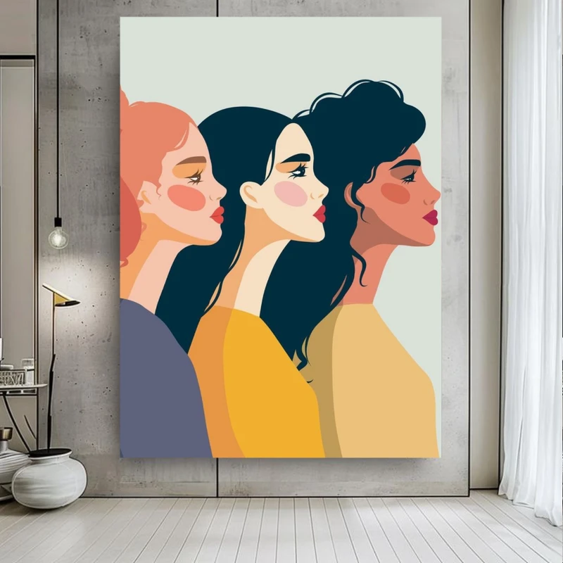 پوستر پارچه ای طرح مخمل  زنانه مدل گرافیک شاد (2) کد PY1045