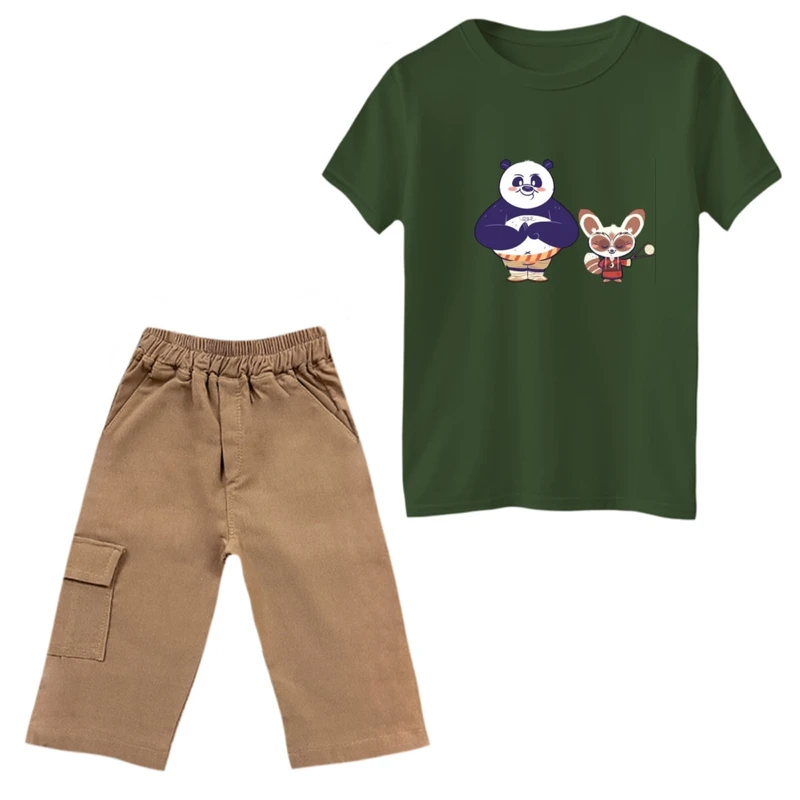 ست تی‌شرت و شلوارک پسرانه مدل پاندا کنگفوکار کد 3