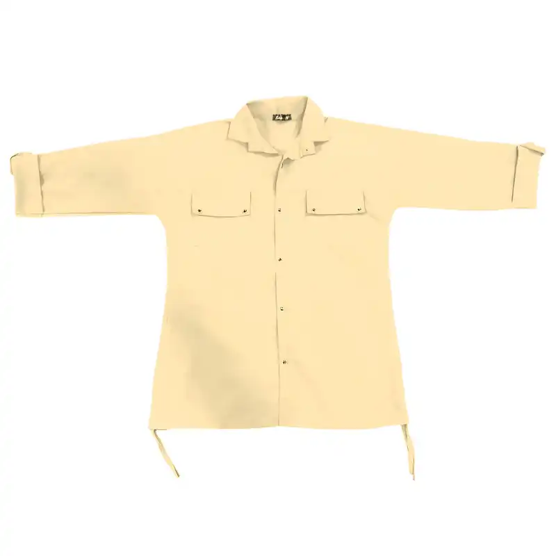 مانتو زنانه مدل کتان کاغذی رنگ کرم