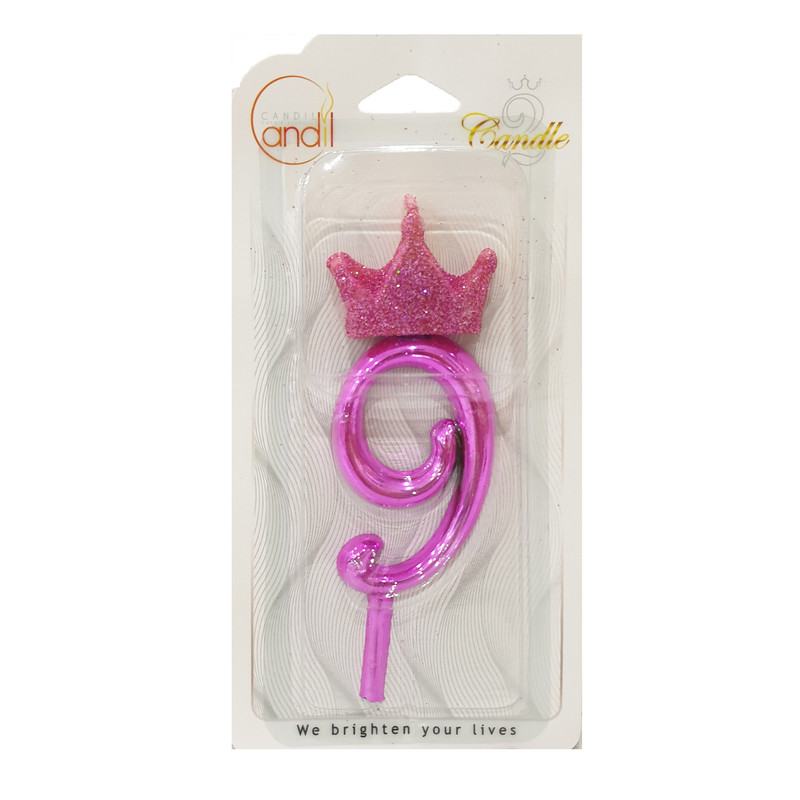 شمع تولد مدل تاج کوئین اکلیلی عدد 9