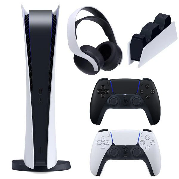 مجموعه کنسول بازی سونی مدل PlayStation 5 Digital ظرفیت 825 گیگابایت به همراه هدست و دسته اضافه و پایه شارژر