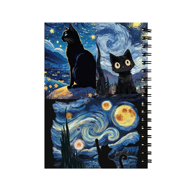 دفتر مشق 60 برگ مدل گربه شب پرستاره کد 206