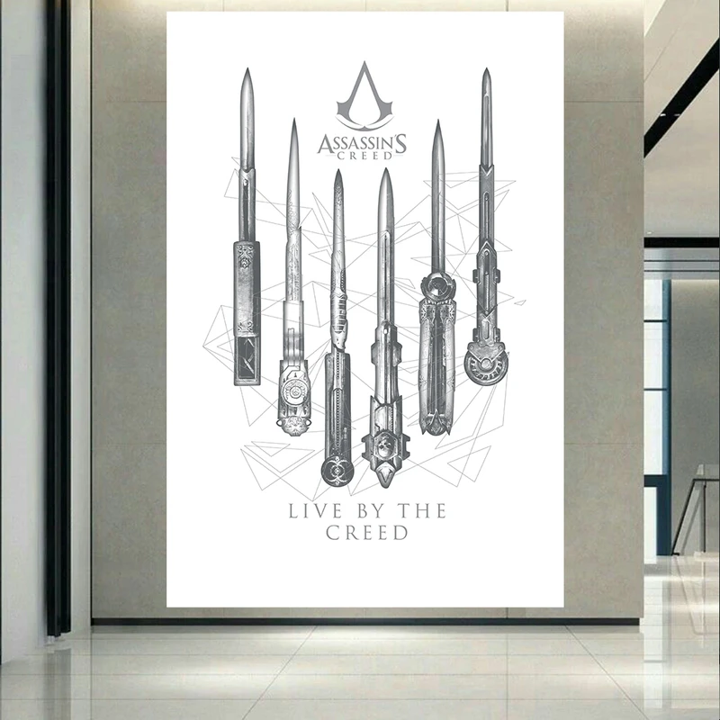 پوستر پارچه ای طرح گیم Assassins Creed مدل LIVE BY THE CREED کد AR17790