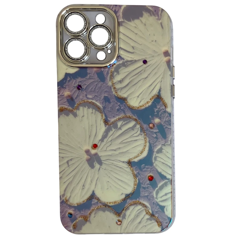 کاور مدل آبرنگی طرح گل نگین دار کد 377 مناسب برای گوشی موبایل اپل iPhone 13 Pro Max