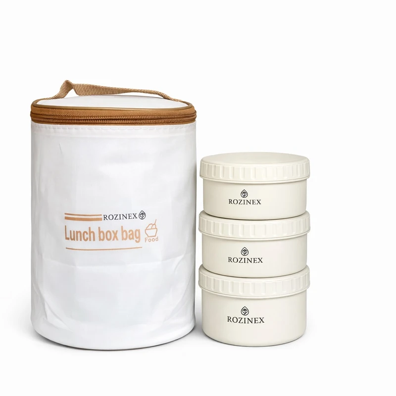 ظرف غذا  روزینکس مدل سه خانه هراه با کیف عایق دما