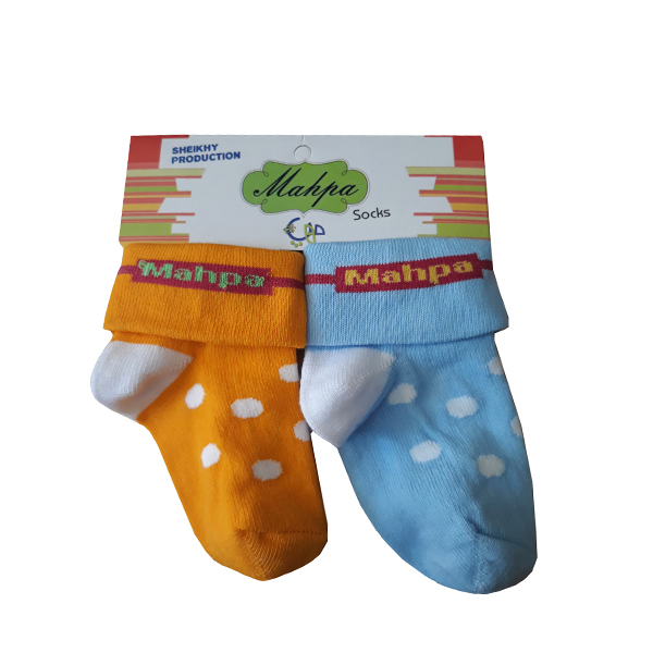 جوراب دخترانه مهپا مدل خالدار لب برگردان مجموعه 2 عددی