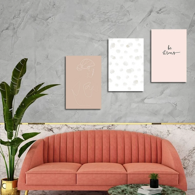 تابلو شاسی بکلیت طرح نقاشی مینیمال مدل SH-3127 مجموعه 3 عددی