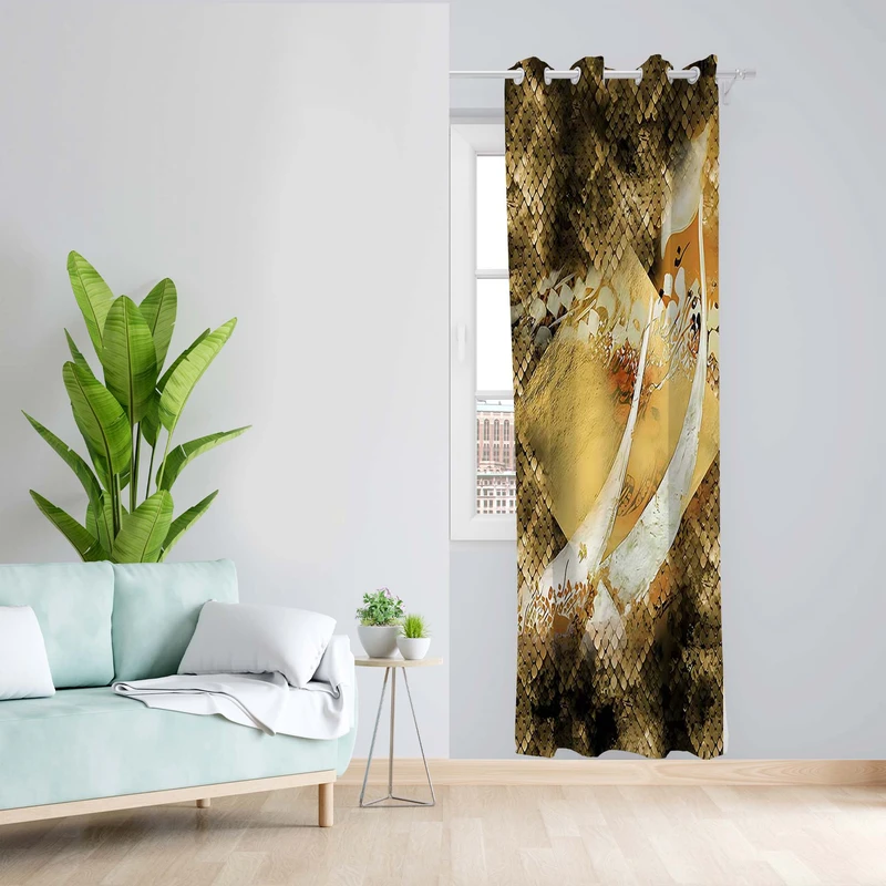 پرده طرح نوشته مدل مخمل پانچی کد 5615R z سایز 140x200 سانتی متر