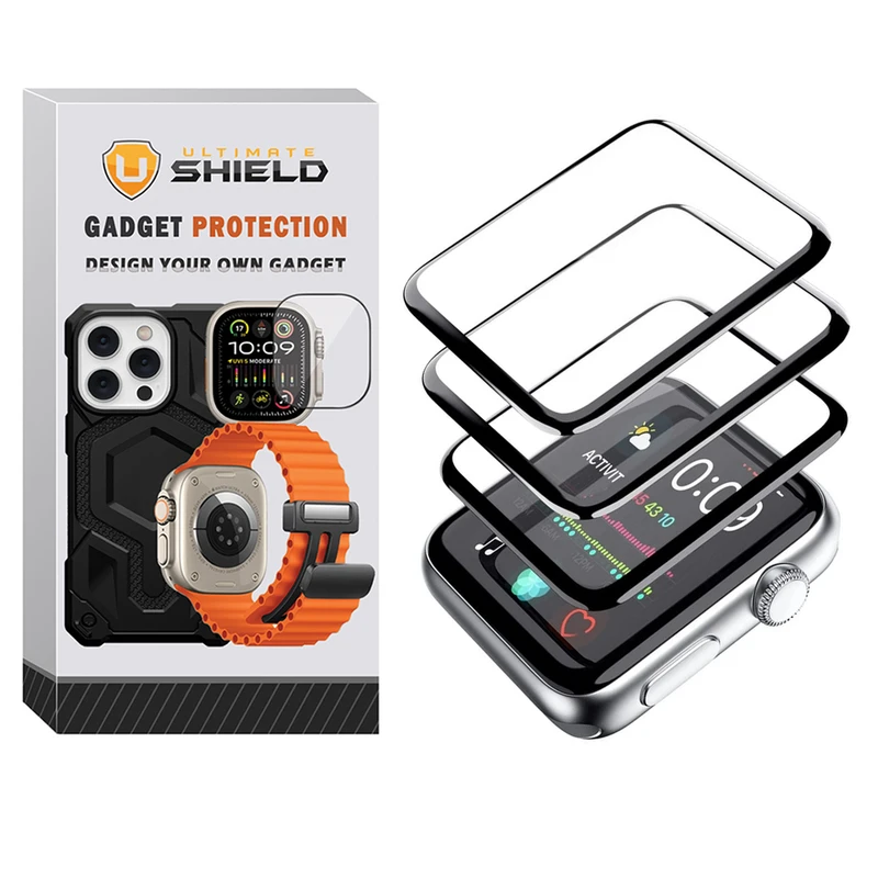 محافظ صفحه نمایش آلتیمیت شیلد مدل Film Protector UL مناسب برای اپل واچ سری 9 سایز 45 میلی متری بسته سه عددی