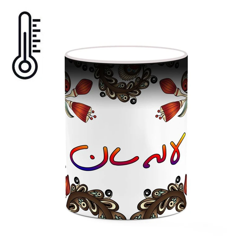 ماگ حرارتی کاکتی مدل اسم لاله_سان طرح سنتی گل و بته کد mgh46886
