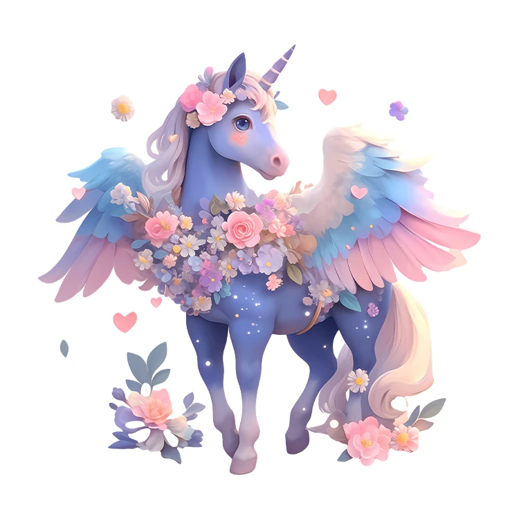 استیکر پارچه و لباس پاد آفرین مدل کارتونی تک شاخ یونیکورن کد S5887