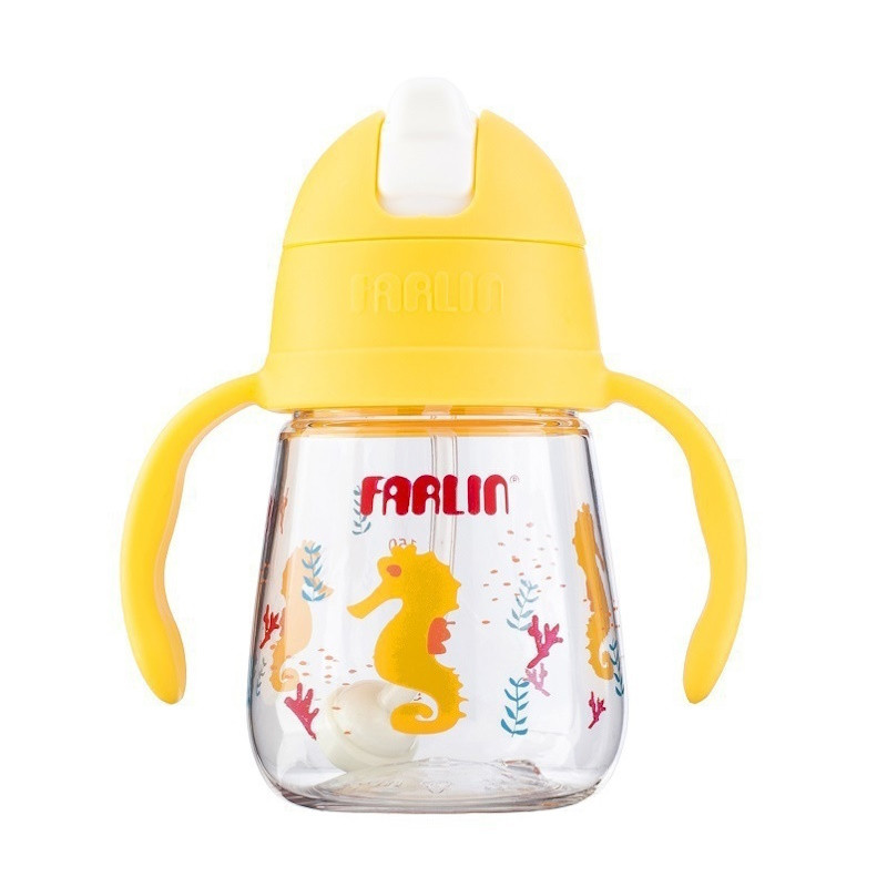 لیوان آبمیوه خوری کودک فارلین مدل نی دار سوپاپ دار کد AG-10024