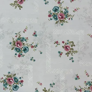 پارچه ملحفه عرض 2 متر مدل گلریز رنگ فیروزه ای
